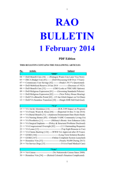 RAO BULLETIN 1 February 2014