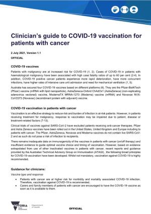 Clinician's Guide to COVID-19 Vaccination for Patients with Cancer
