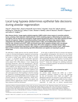 Local Lung Hypoxia Determines Epithelial Fate Decisions During Alveolar Regeneration