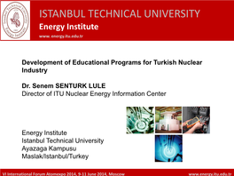 ISTANBUL TECHNICAL UNIVERSITY Energy Institute Www