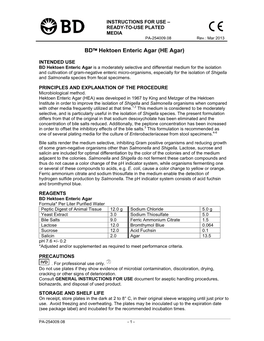 BD™ Hektoen Enteric Agar (HE Agar)