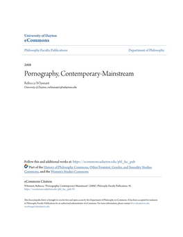 Pornography, Contemporary-Mainstream Rebecca Whisnant University of Dayton, Rwhisnant1@Udayton.Edu