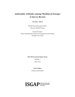 Antisemitic Attitudes Among Muslims in Europe: a Survey Review