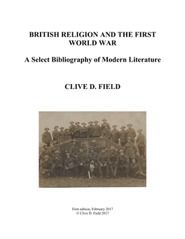 First World War Religion Bibliography Edn 1