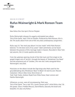 Rufus Wainwright & Mark Ronson Team Up