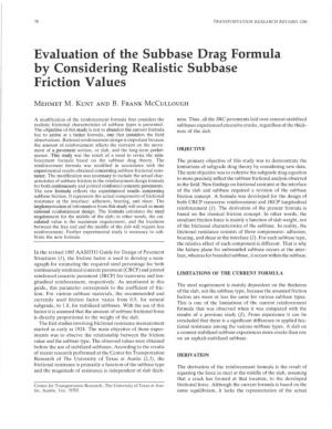 Evaluation of the Subbase Drag Formula by Considering Realistic Subbase Friction Values