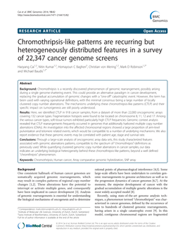 Chromothripsis-Like Patterns Are Recurring but Heterogeneously