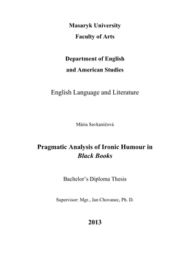English Language and Literature Pragmatic Analysis of Ironic