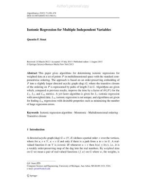 Isotonic Regression for Multiple Independent Variables