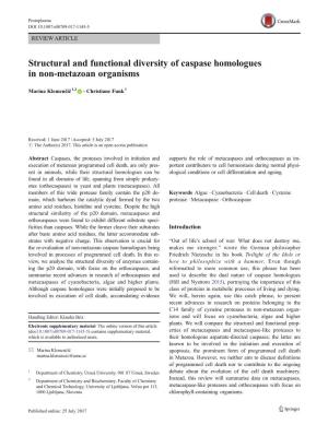 Structural and Functional Diversity of Caspase Homologues in Non-Metazoan Organisms