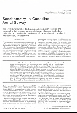 Sensitometry in Canadian Aerial Survey