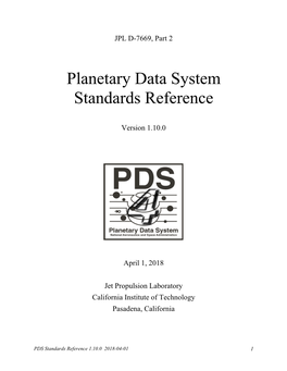 Planetary Data System Standards Reference