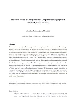 Comparative Ethnographies of “Mafia Raj” in North India