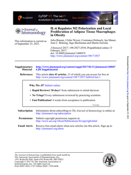 IL-6 Regulates M2 Polarization and Local Proliferation of Adipose Tissue Macrophages in Obesity