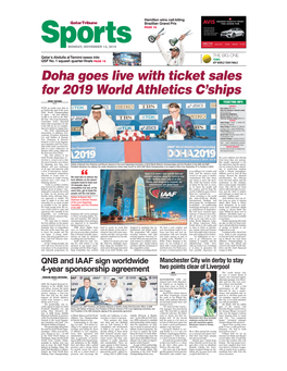 Doha Goes Live with Ticket Sales for 2019 World Athletics C'ships