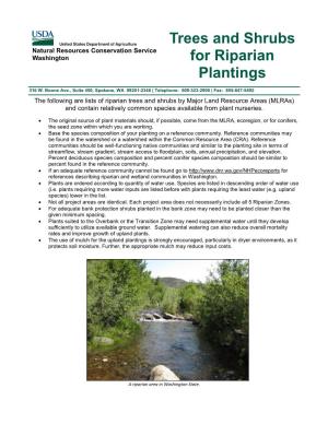 Trees and Shrubs for Riparian Plantings