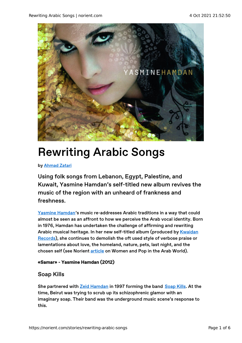 Rewriting Arabic Songs | Norient.Com 4 Oct 2021 21:52:50