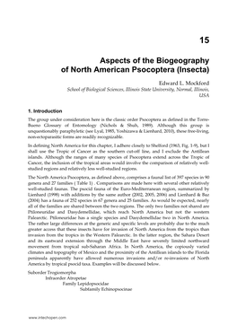 Aspects of the Biogeography of North American Psocoptera (Insecta)