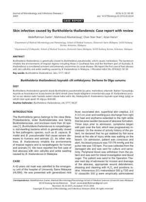 Skin Infection Caused by Burkholderia Thailandensis: Case Report with Review