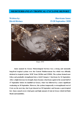 Hurricane Ianos Dávid Hérincs 15-20 September 2020