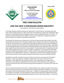 Tree Farm Bulletin Can You Help a Struggling Wood Industry?