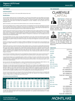 Pegasus UCITS Fund UK Equity L/S January 2015
