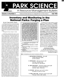 Fall 1992 Inventory and Monitoring in the Nationa I Parks: Forgil G a Plan Byjune C