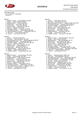 ACCVAFLA Draft Results 29-Feb-2012 09:59 AM ET