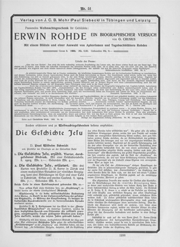 ERWIN ROHDE E,N B,00Rip™ VERSUCH Mit Einem Bildnis Und Einer Auswahl Von Aphorismen Und Tagebuchblättern Rohdes