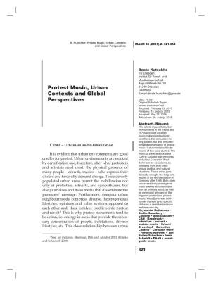 Protest Music, Urban Contexts and Global Perspectives