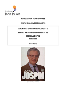 Centre D'archives Socialistes De La Fondation Jean-Jaurès