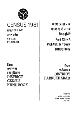 District Census Handbook, Farrukhabad, Part XIII-A, Series-22