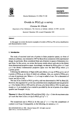 Ovoids in PG(3, Q): a Survey