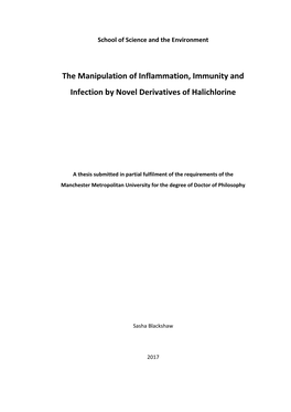The Manipulation of Inflammation, Immunity and Infection by Novel Derivatives of Halichlorine