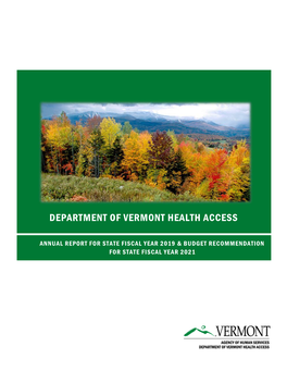 Department of Vermont Health Access (DVHA) Annual Report For