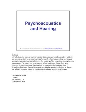 Psychoacoustics & Hearing