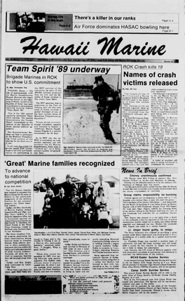 Team Spirit '89 Underway ROK Crash Kills 19 Brigade Marines in ROK Names of Crash to Show U.S