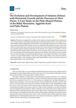The Evolution and Development of Solution Dolines with Horizontal Growth and the Processes of Their Floors: a Case Study On