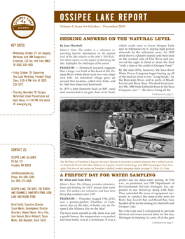 OSSIPEE LAKE REPORT Volume 9, Issue 4 • October – December 2010