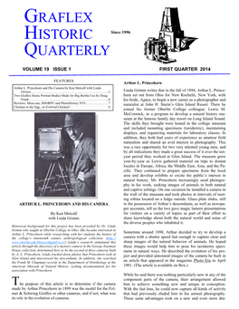 Graflex Historic Quarterly the Quarterly Is Dedicated to Enriching the Study of the Graflex Company, Its History, and Products