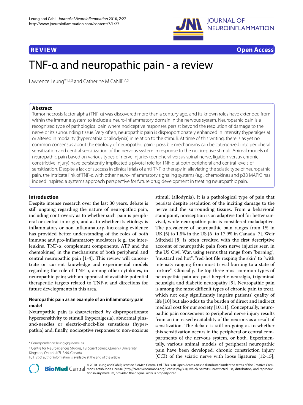 TNF-Α and Neuropathic Pain