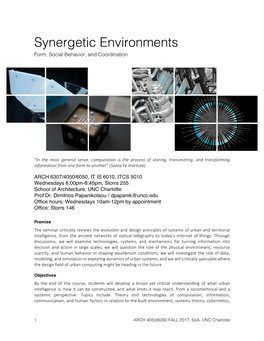 Synergetic Environments Form, Social Behavior, and Coordination