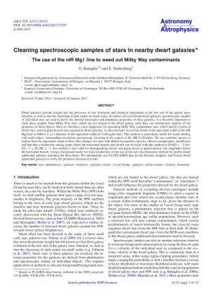 Cleaning Spectroscopic Samples of Stars in Nearby Dwarf Galaxies⋆