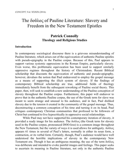 The Δοῦλος of Pauline Literature: Slavery and Freedom in the New Testament Epistles