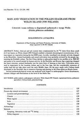 Pollen Diagrams from Wolin Island (Nw Poland)
