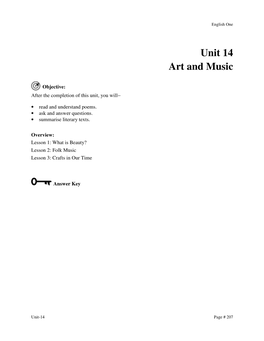 Unit 14 Art and Music