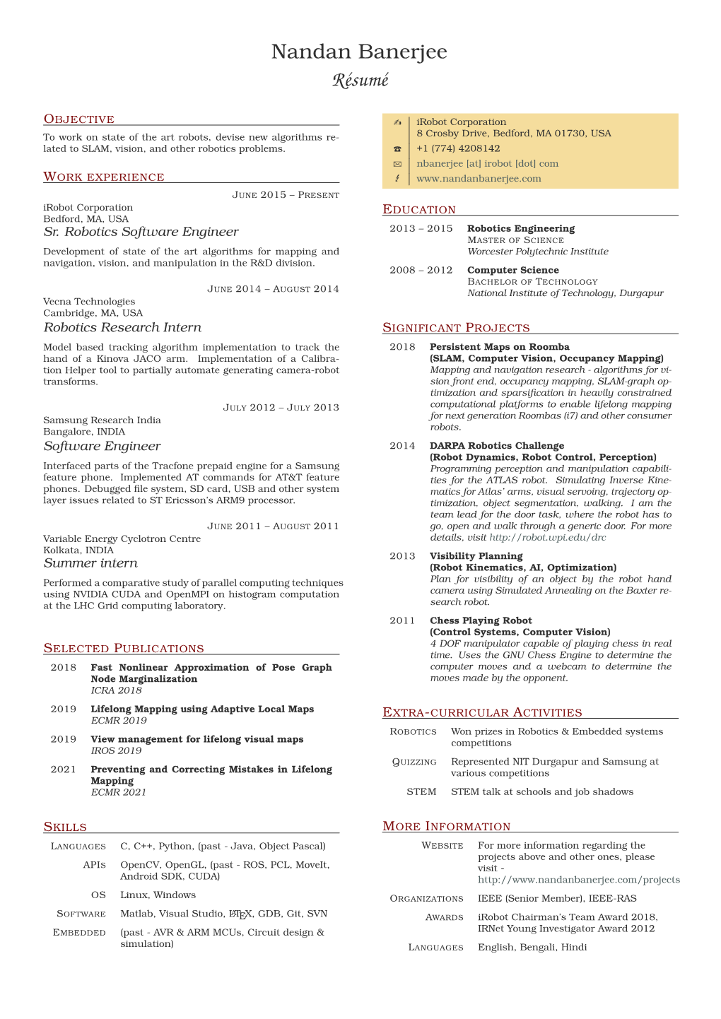 Nandan Banerjee Résumé