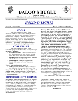 BALOO's BUGLE Volume 15, Number 4 "I Don't Know Why People Are Afraid of New Ideas