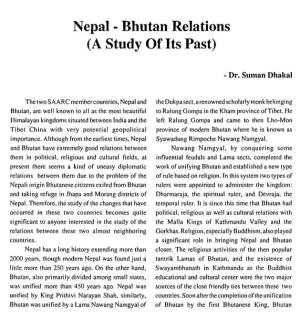 Nepal-Bhutan Relations (A Study of Its Past)