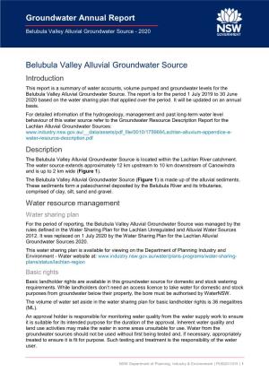 Belubula Valley Alluvial Groundwater Source 2020